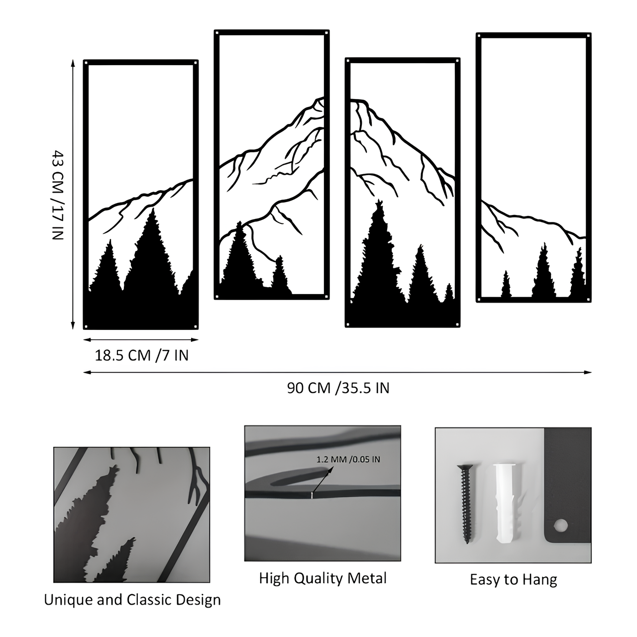 Minimalist Metal Mountain Wall Art