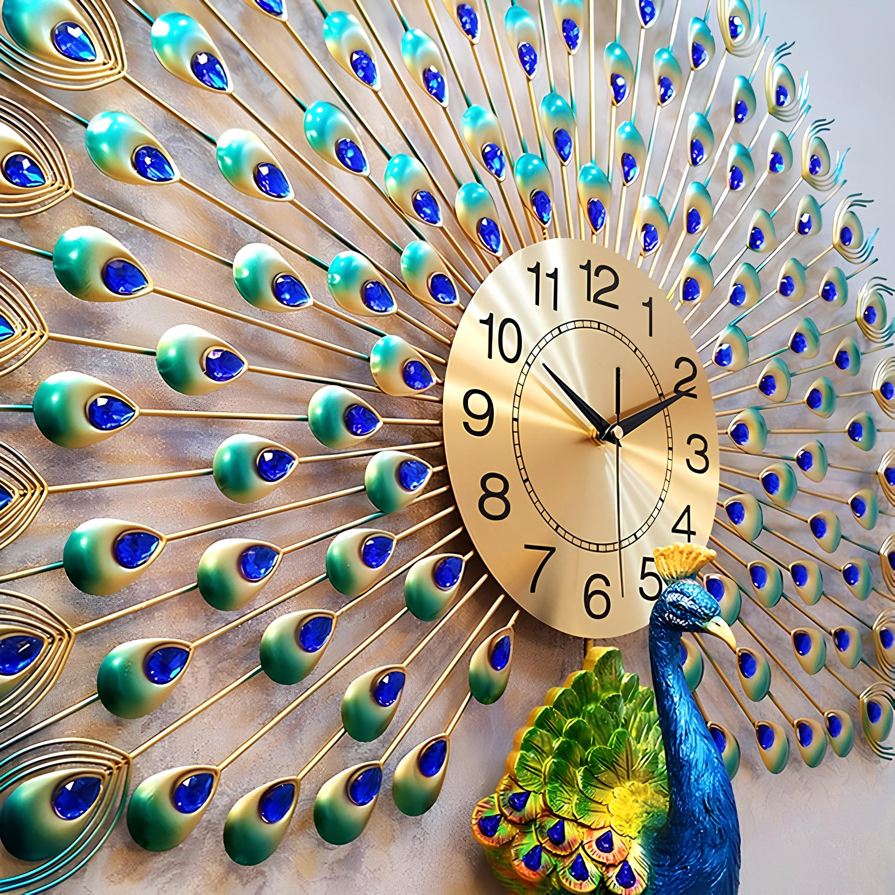 Majestic Peacock 3D Art Clock