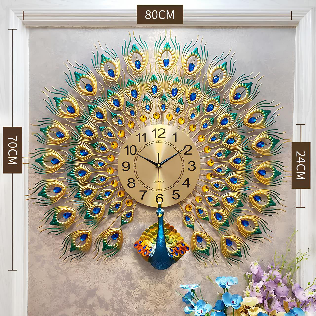 Majestic Peacock 3D Art Clock