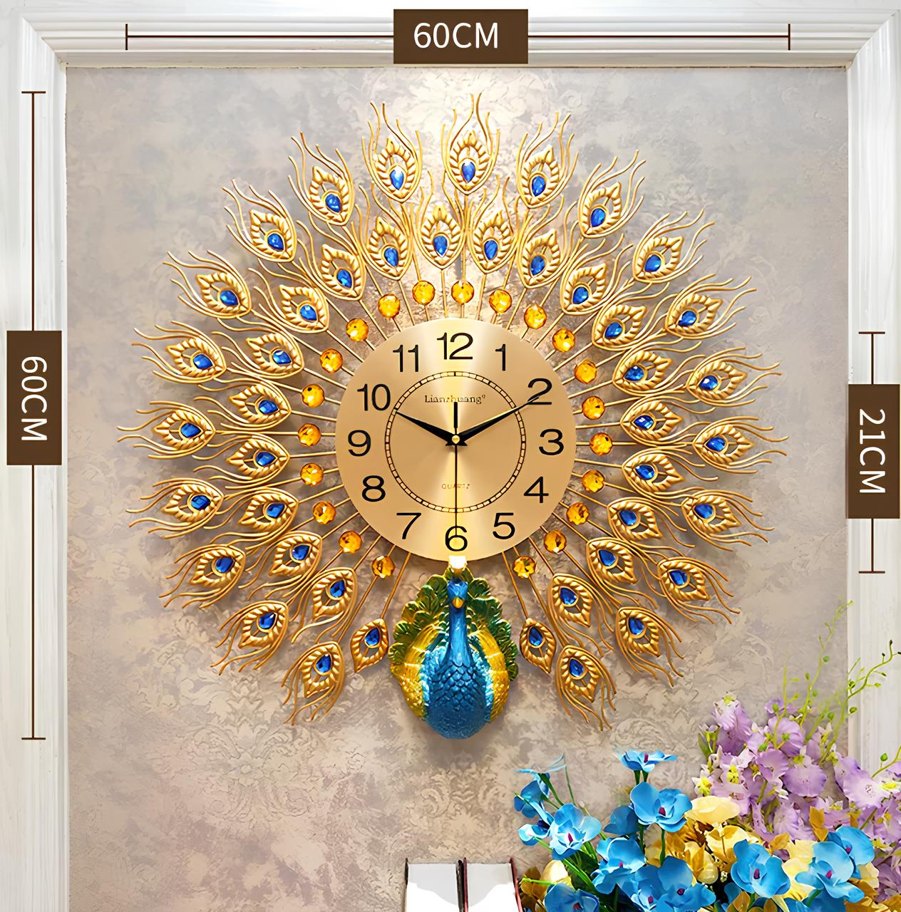 Majestic Peacock 3D Art Clock