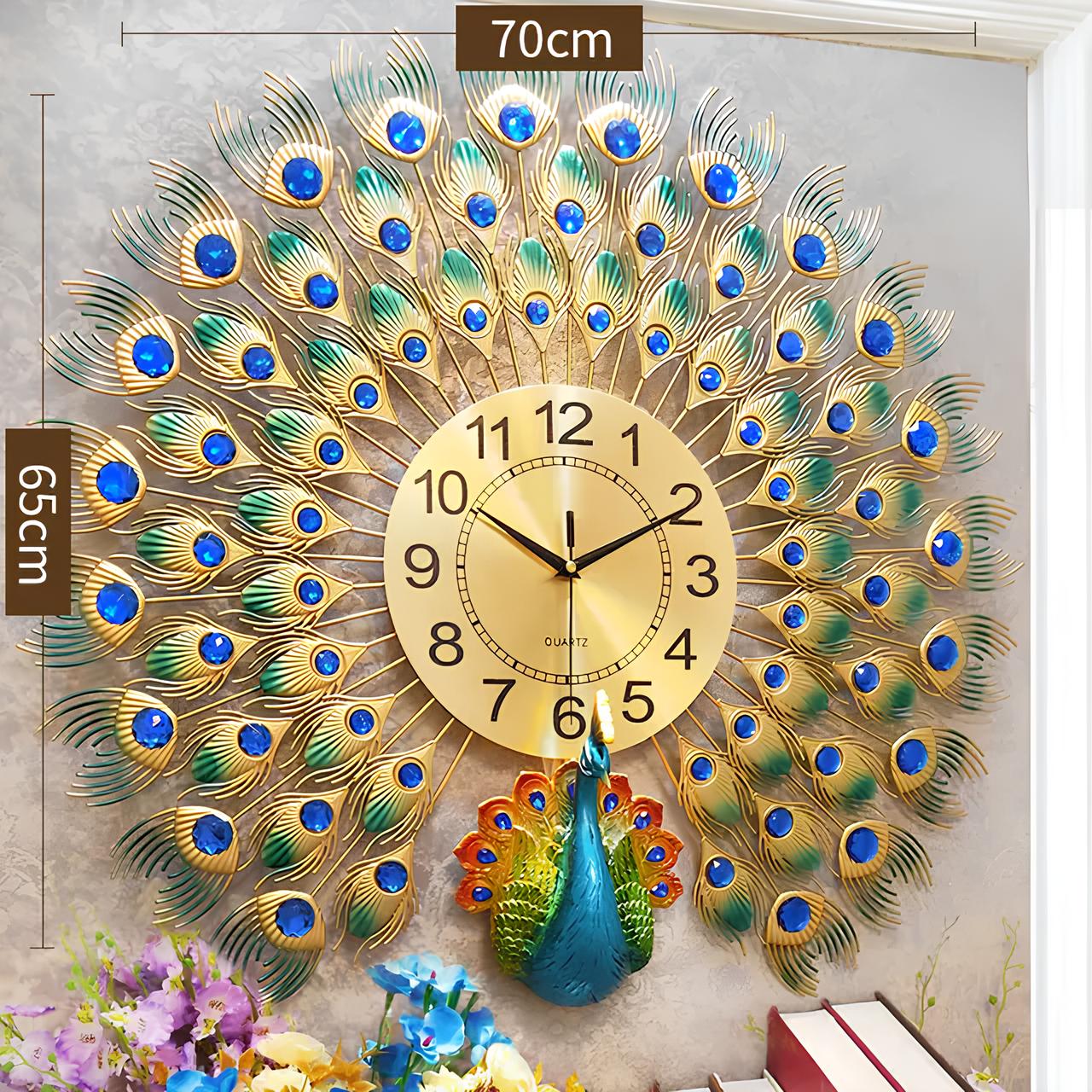 Majestic Peacock 3D Art Clock