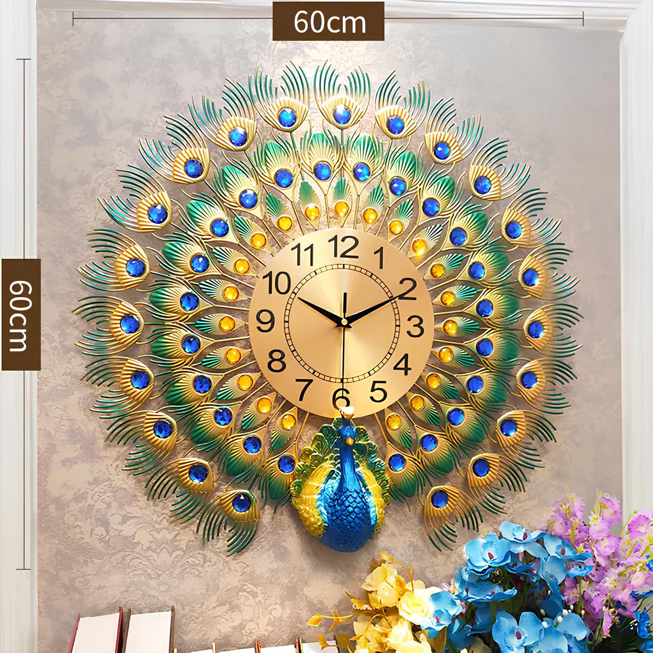 Majestic Peacock 3D Art Clock
