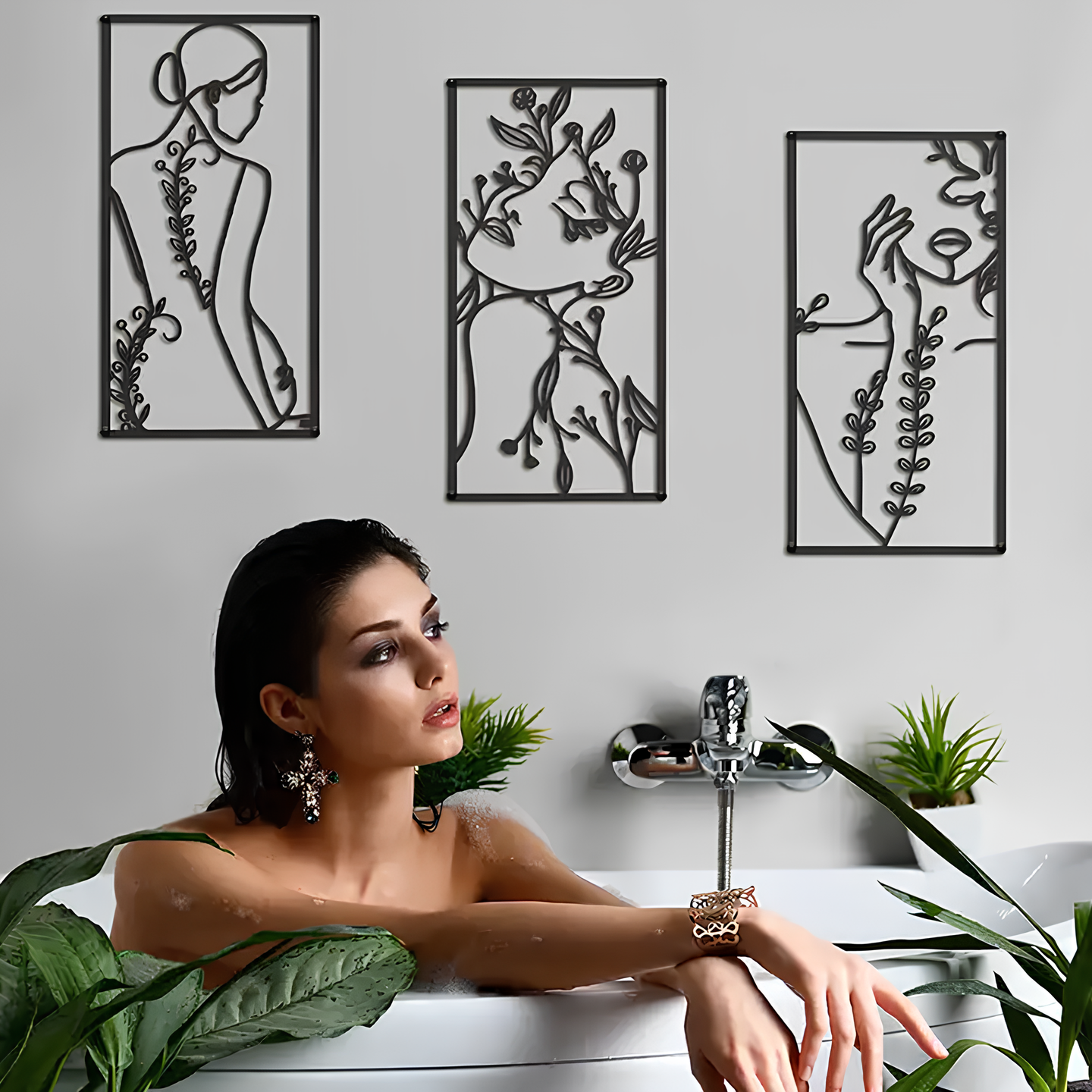Golden Flora Metal Wall Art