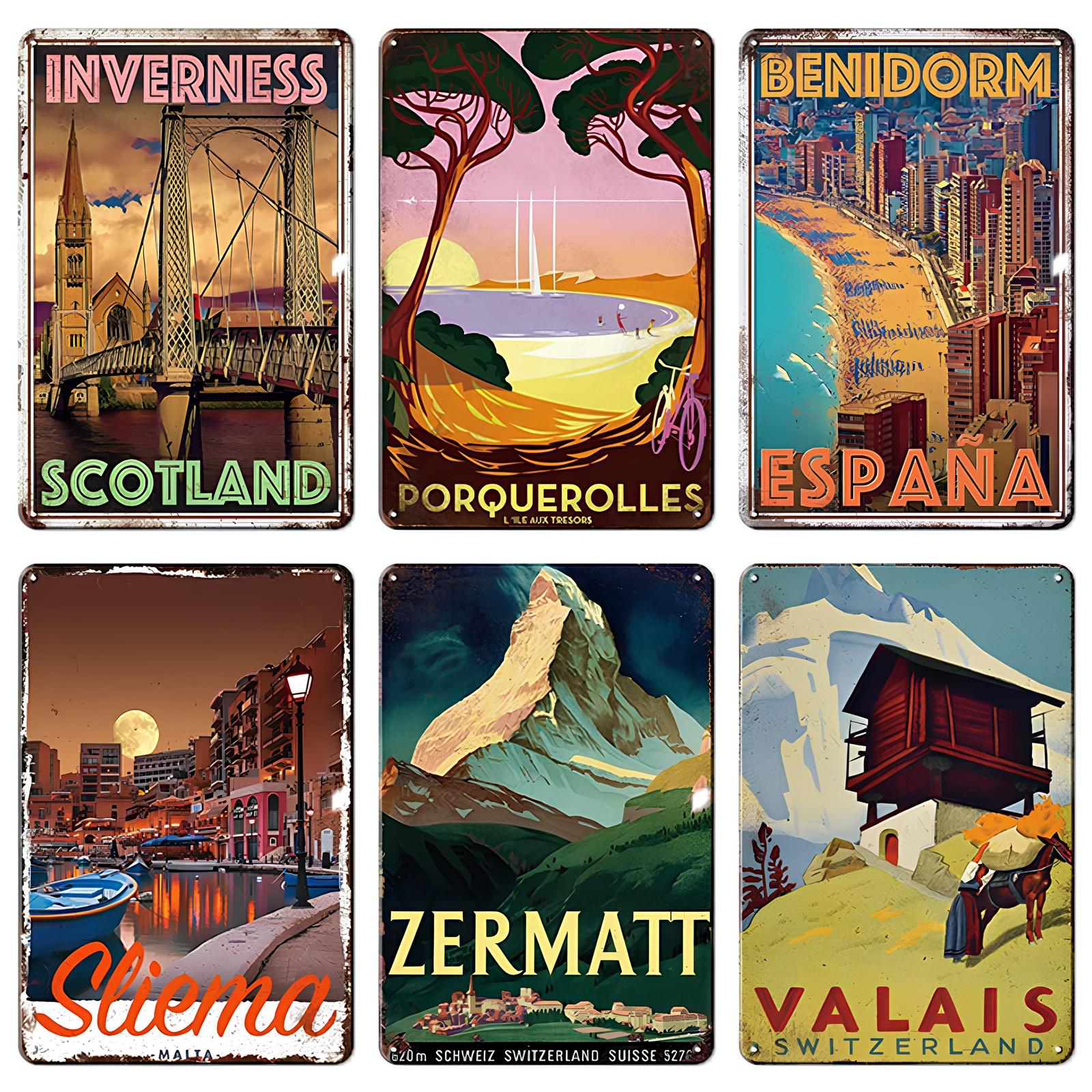 Retro Voyage Metal Art Posters
