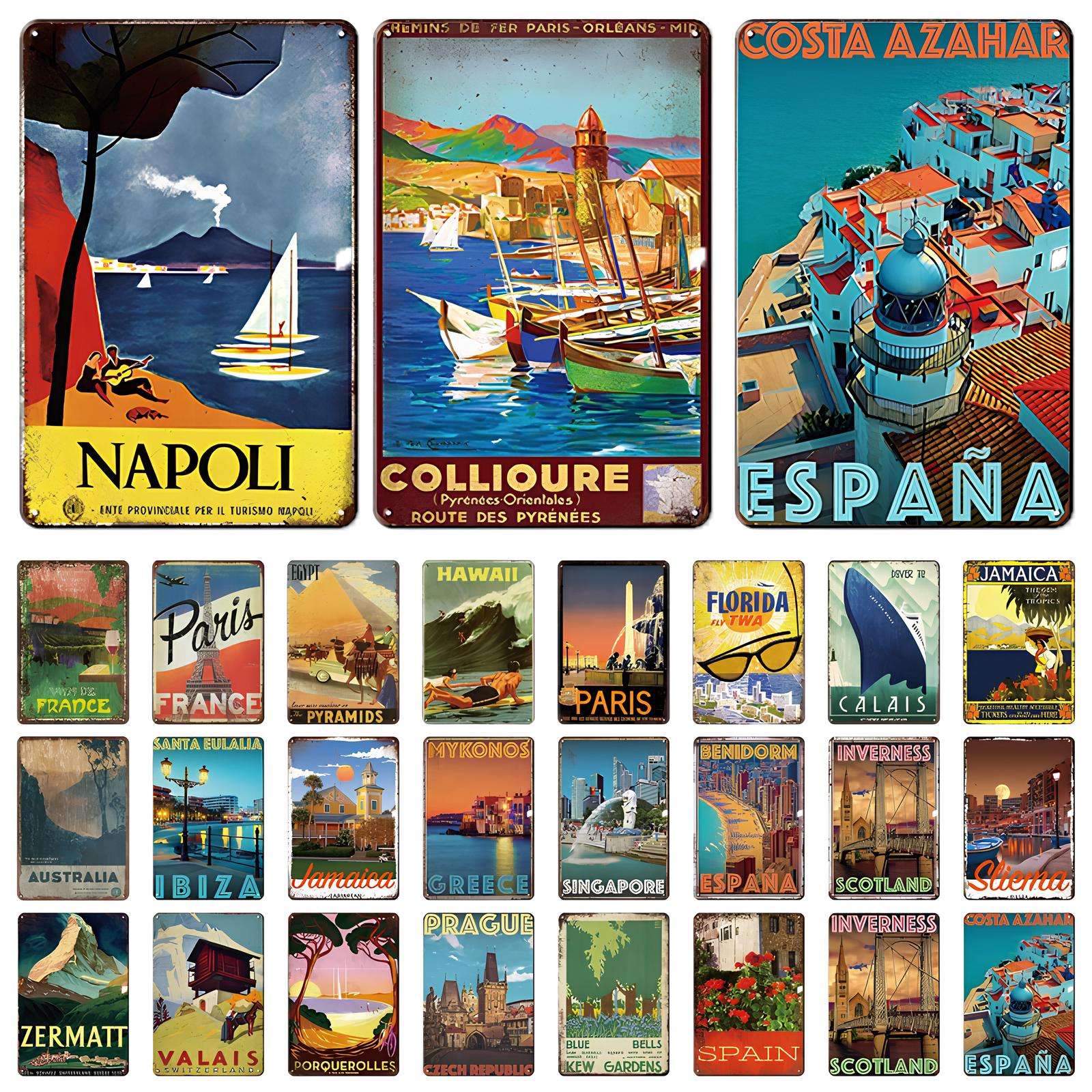 Retro Voyage Metal Art Posters