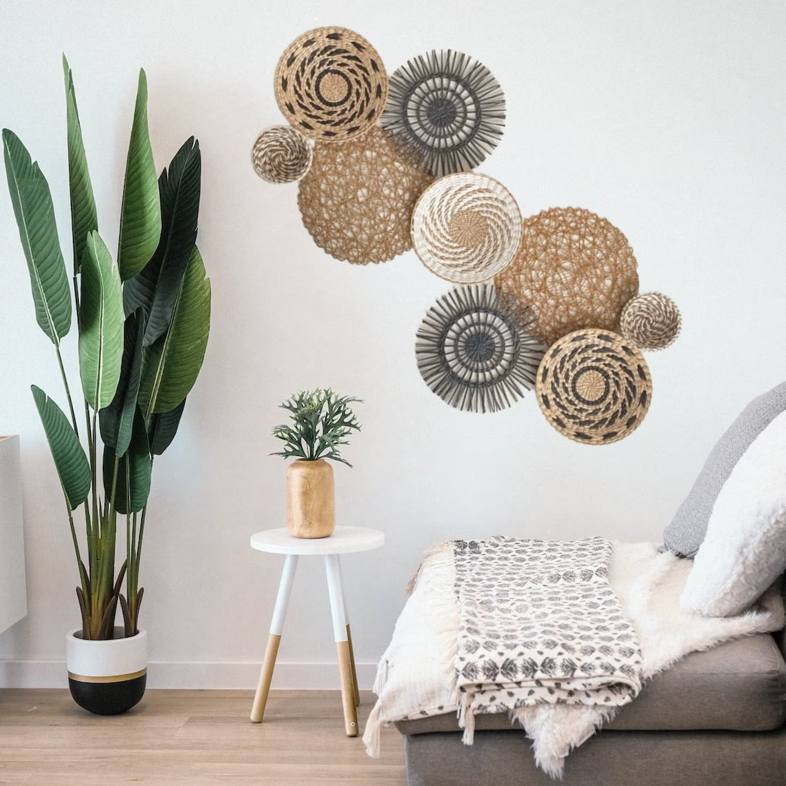 Bamboo Wall Basket Decor Set