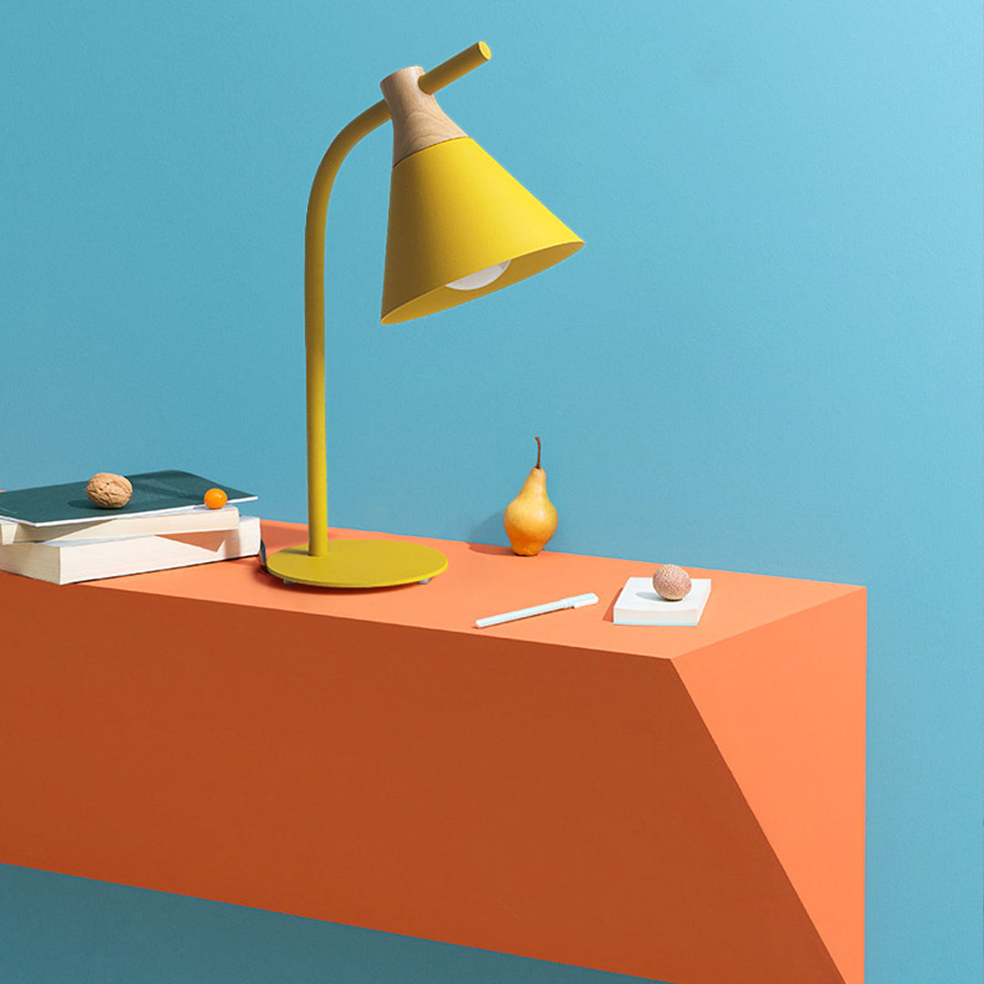 Audela Macaroon Table Lam with its beautiful combination of wood and iron.p