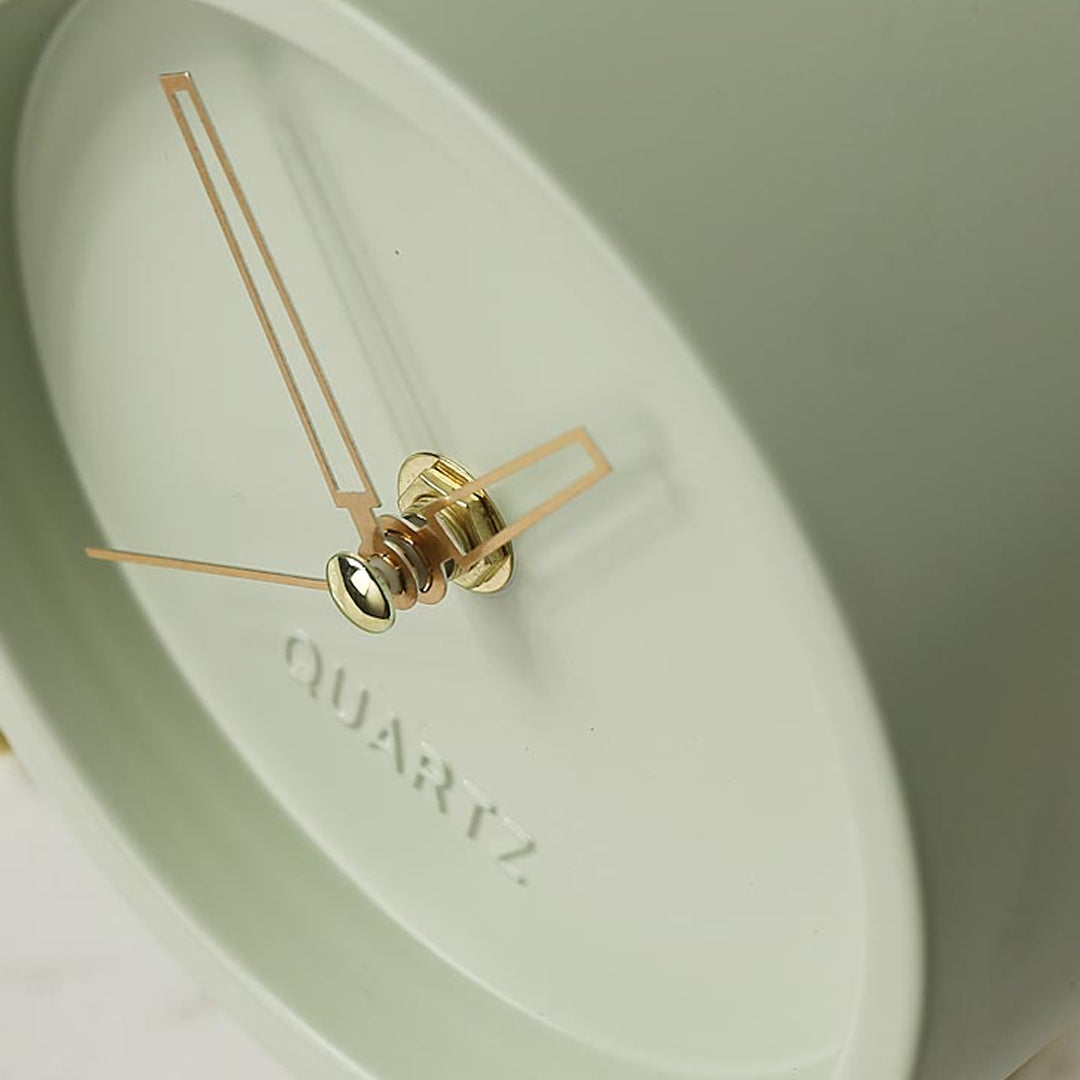 Quartz Metal Table Clock 6 In with Thickness: 3.5 inches