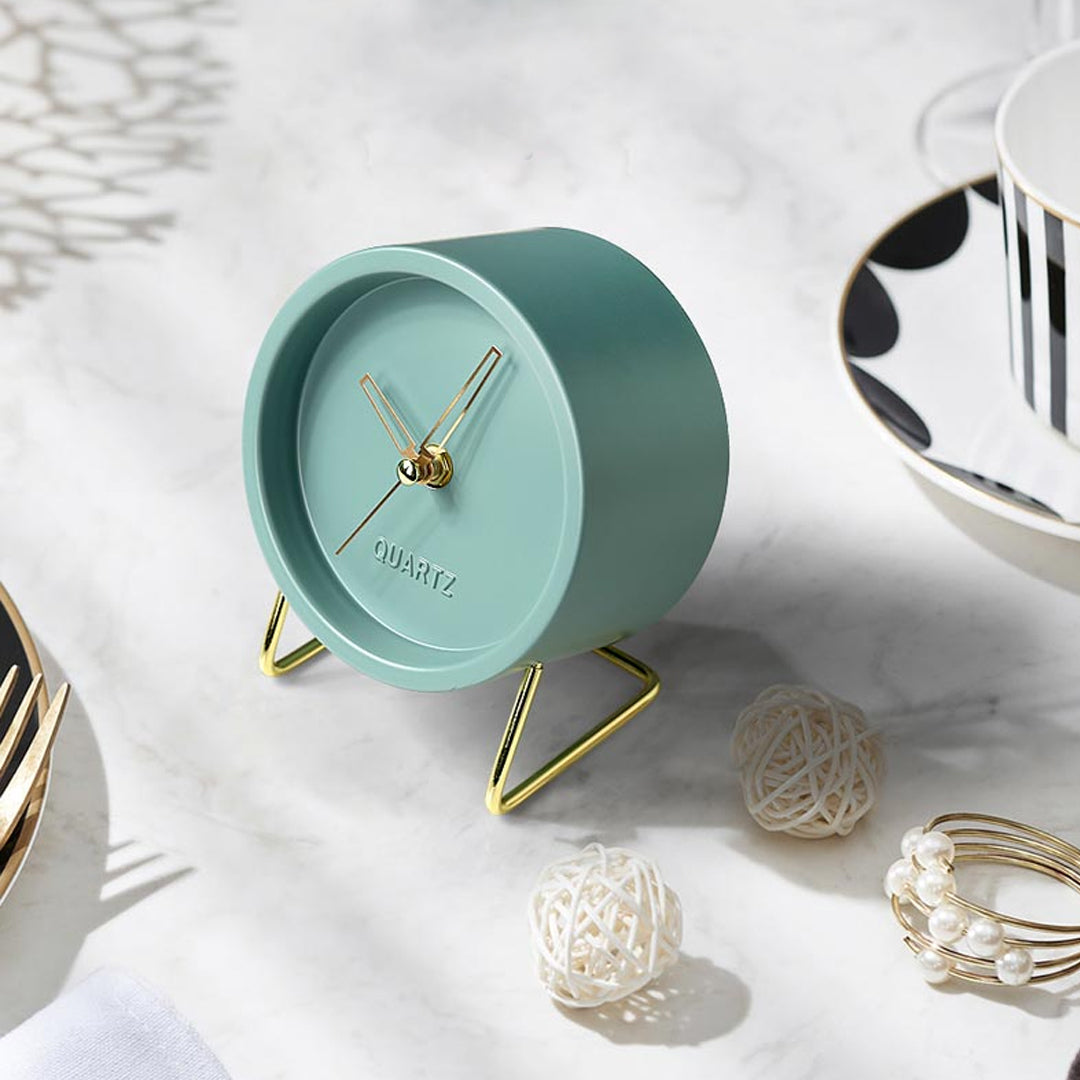 Quartz Metal Table Clock 6 In Color light Blue