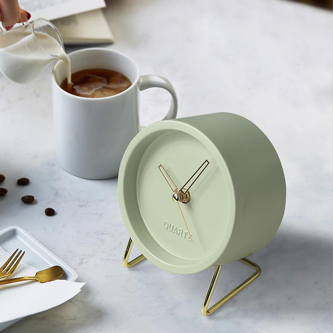 Quartz Metal Table Clock 6 In for Desk-side Companion