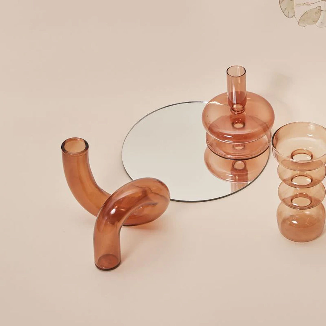 Glass Candlestick Holder can be used as a stylish vase for holding flowers, or simply put on display as a stunning home décor.