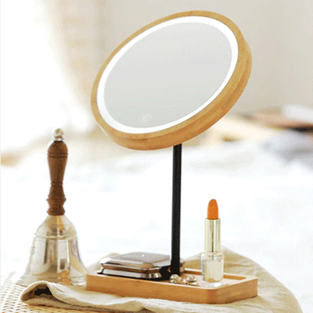 LED Wooden Cosmetic Mirror