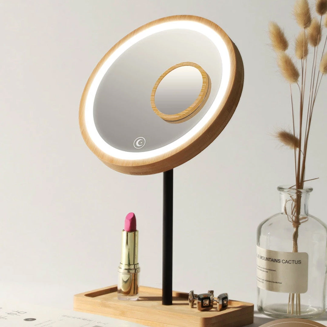 LED Wooden Cosmetic Mirror