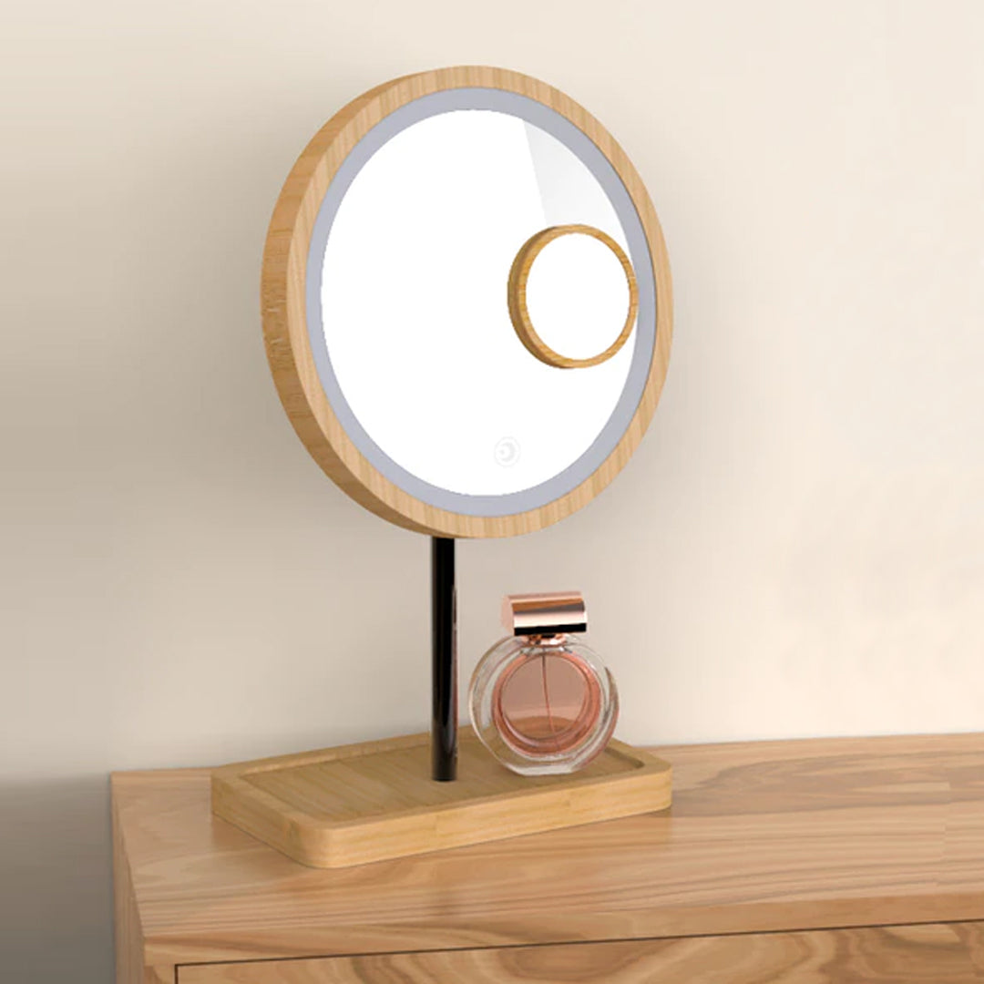 LED Wooden Cosmetic Mirror