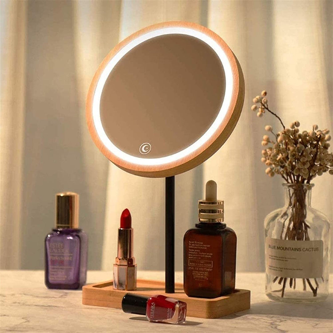 LED Wooden Cosmetic Mirror