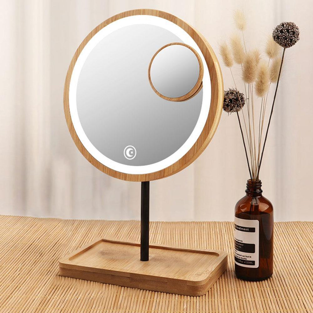 LED Wooden Cosmetic Mirror