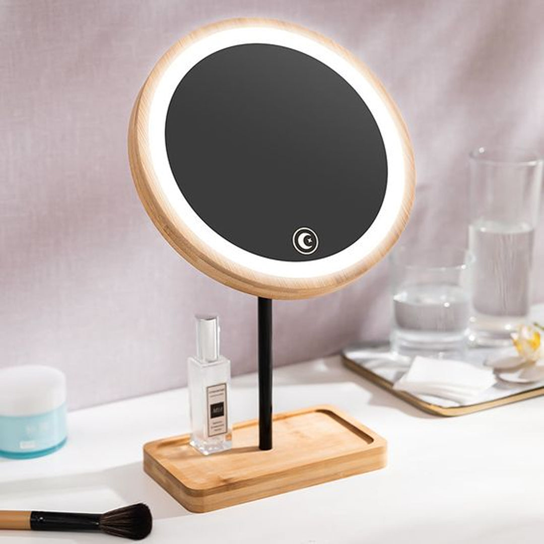 LED Wooden Cosmetic Mirror brighten the light as needed