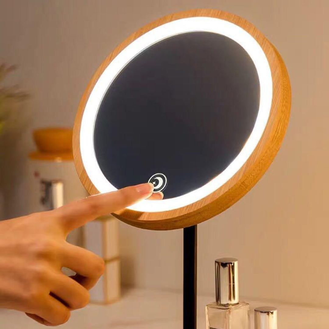 LED Wooden Cosmetic Mirror with sleek and stylish mirror