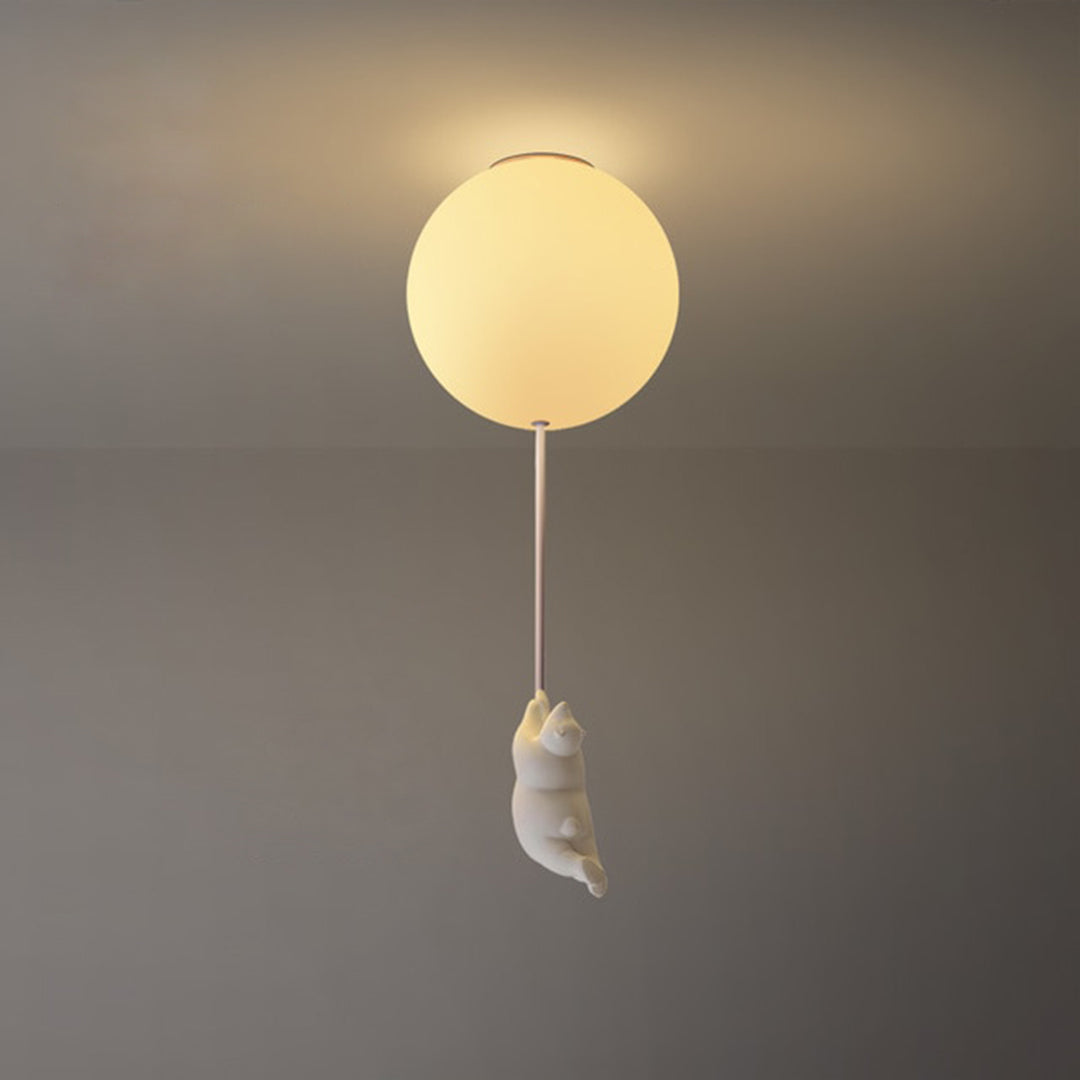 Nexa Cartoon Bear Ceiling Lampshade  frosted glass lampshade and a hanging resin