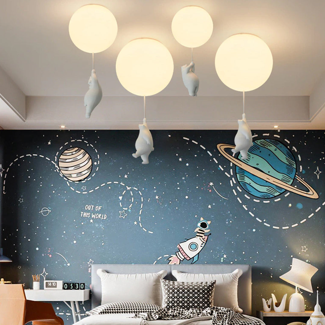 Nexa Cartoon Bear Ceiling Lampshade features a cartoon bear in an adorable pose