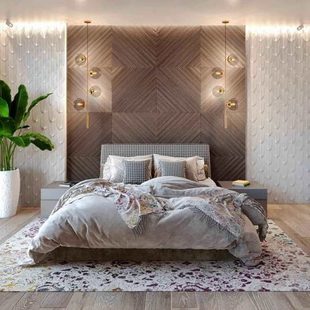 Parallel Mosaic Wood Wall Panel 3 Pieces = 0.48 sqm, 10 Pieces = 1.6 sqm