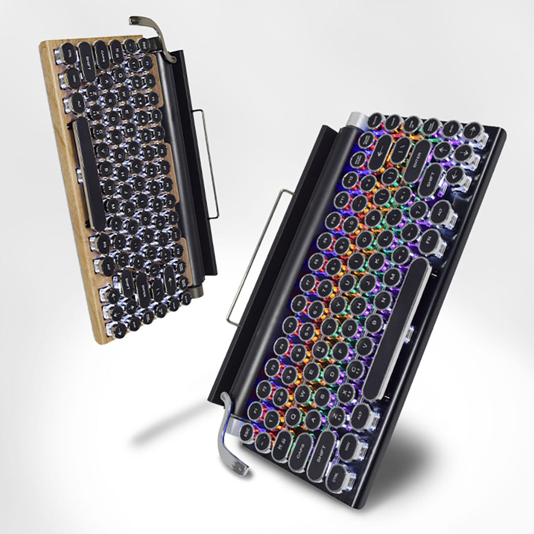 Retro Typewriter Keyboard with wood grain panels