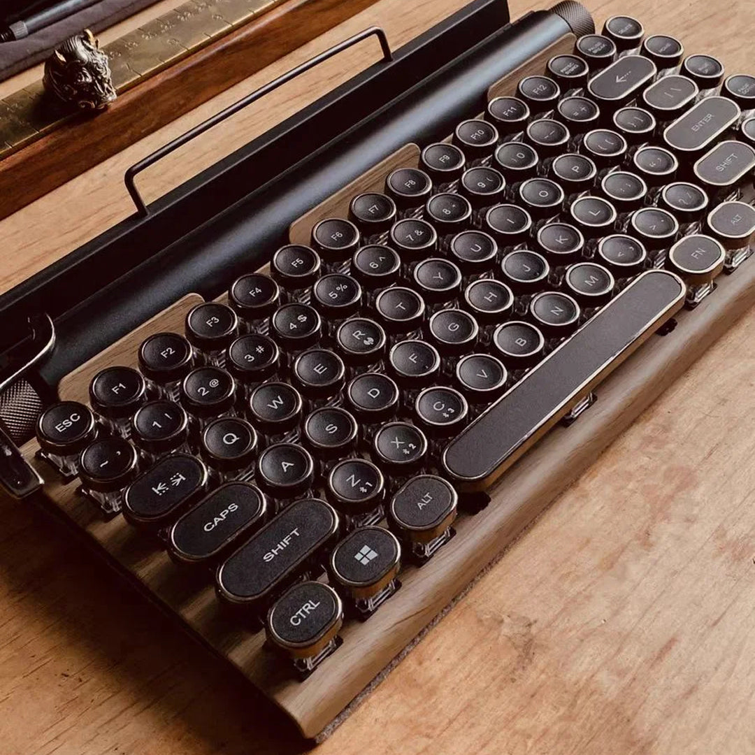 Retro Typewriter Keyboard with Keyboard Backlit White LED