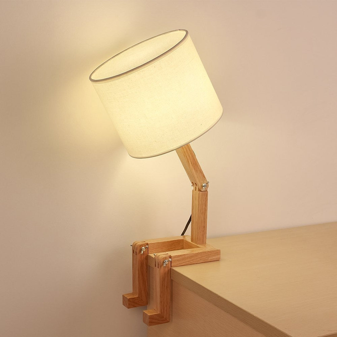 Robot Wooden Table Lamp with Shade Height: 6.3”