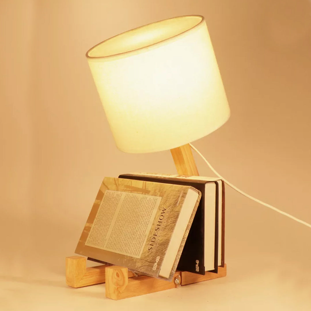 Robot Wooden Table Lamp Beautiful and Durable Shade