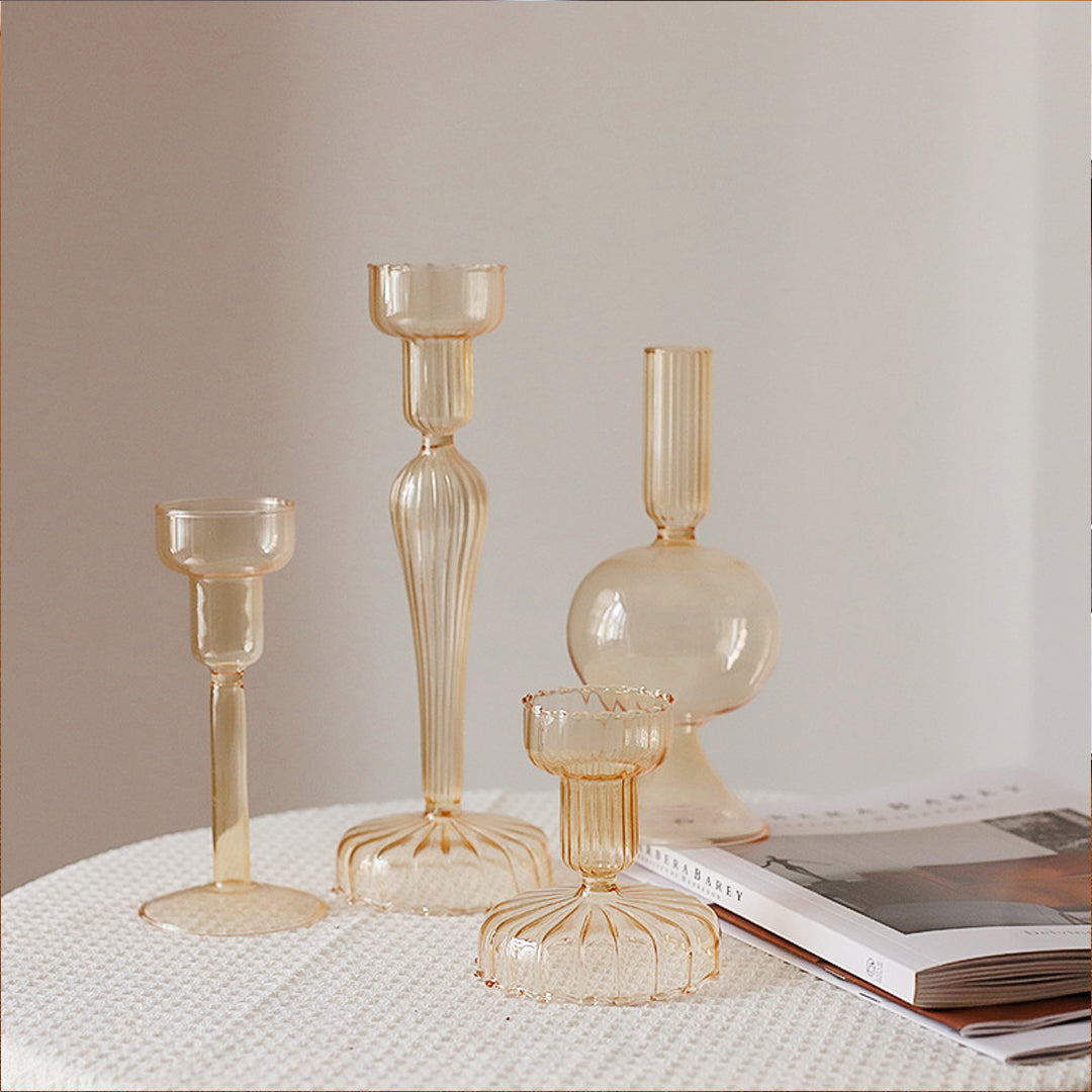 Vintage Candlelight Holders Material Glass