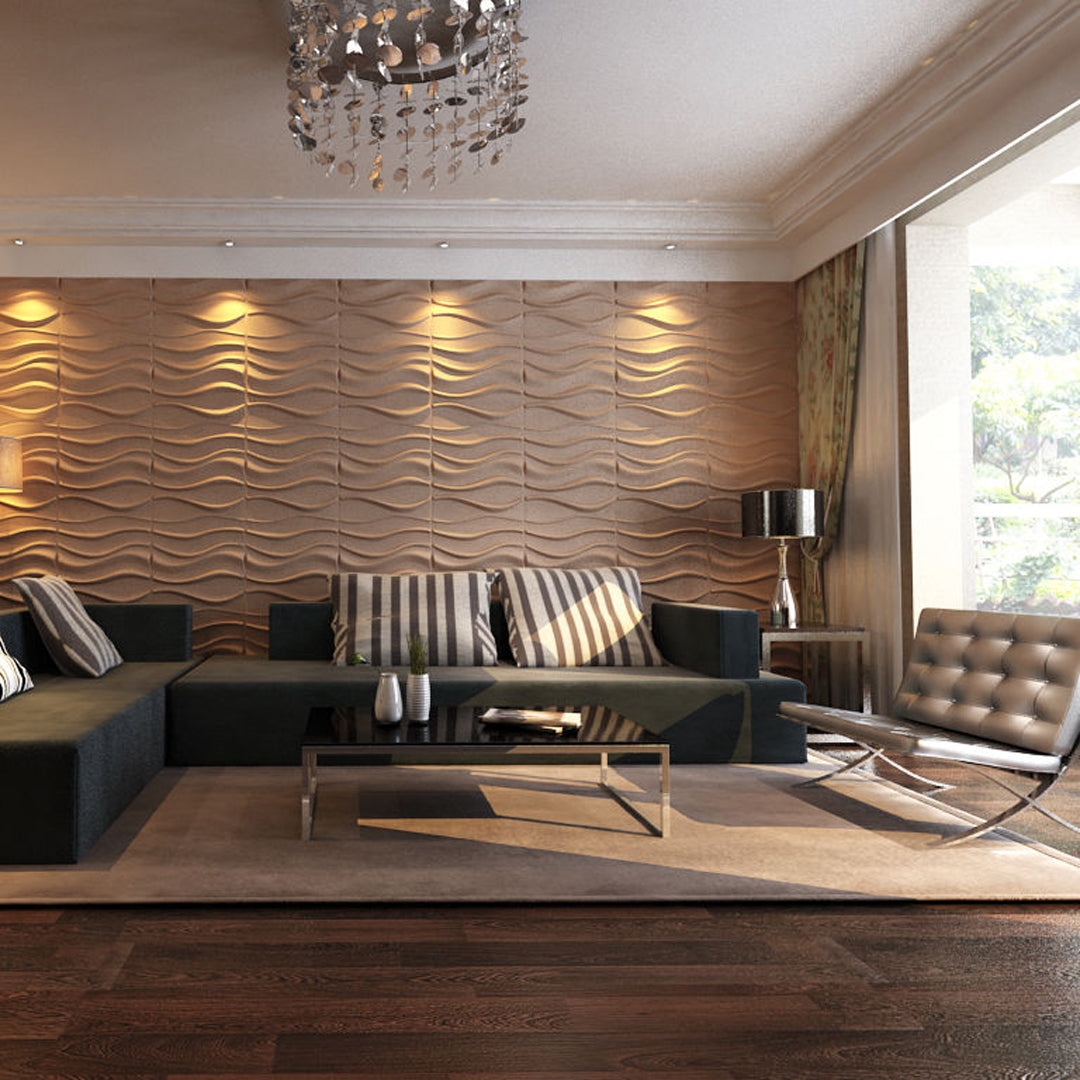 Wavy 3D PVC Wall Panel Paintable and Easy to Clean
