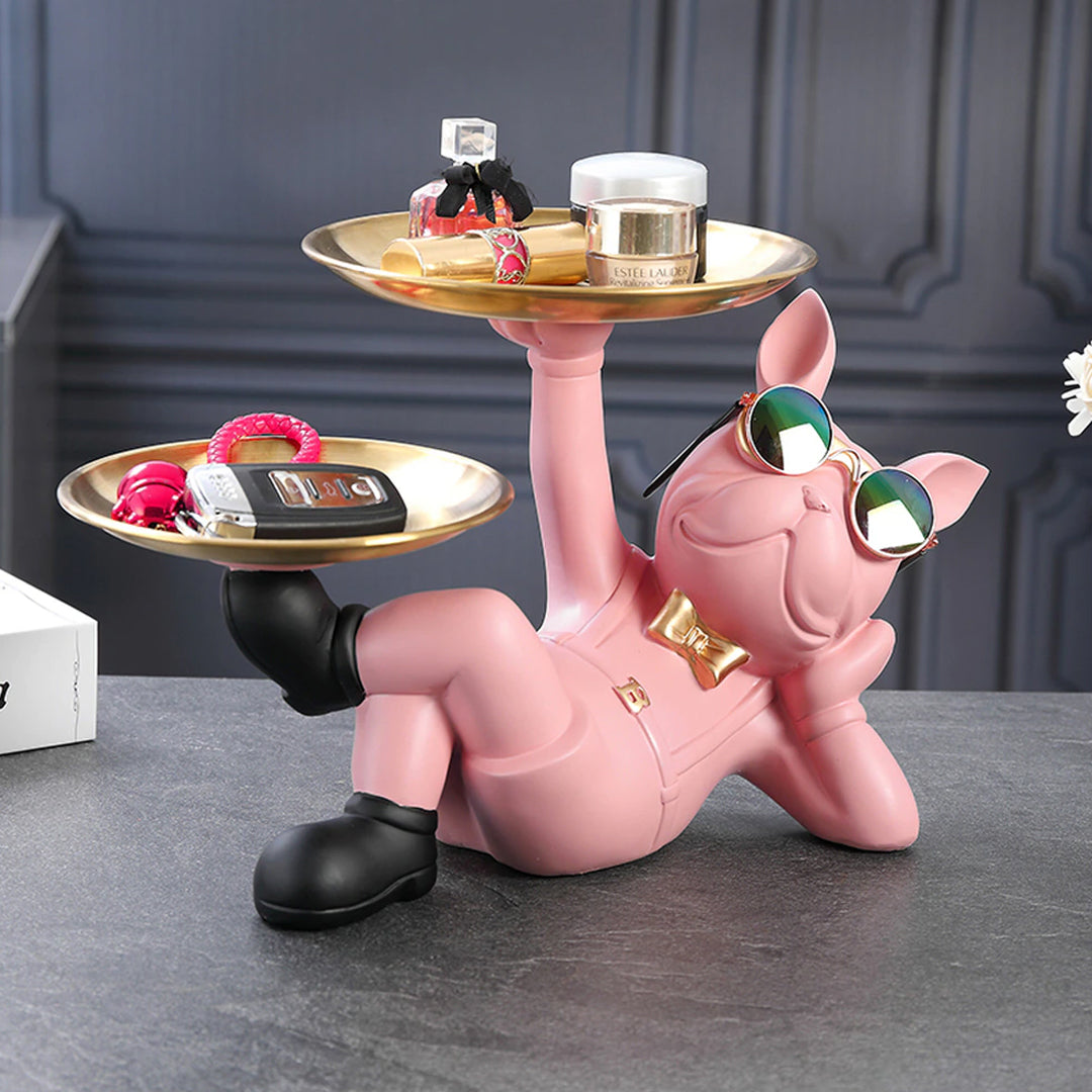 French Bulldog Metal Tray is equipped with an anti-skid pad at the bottom of its feet.
