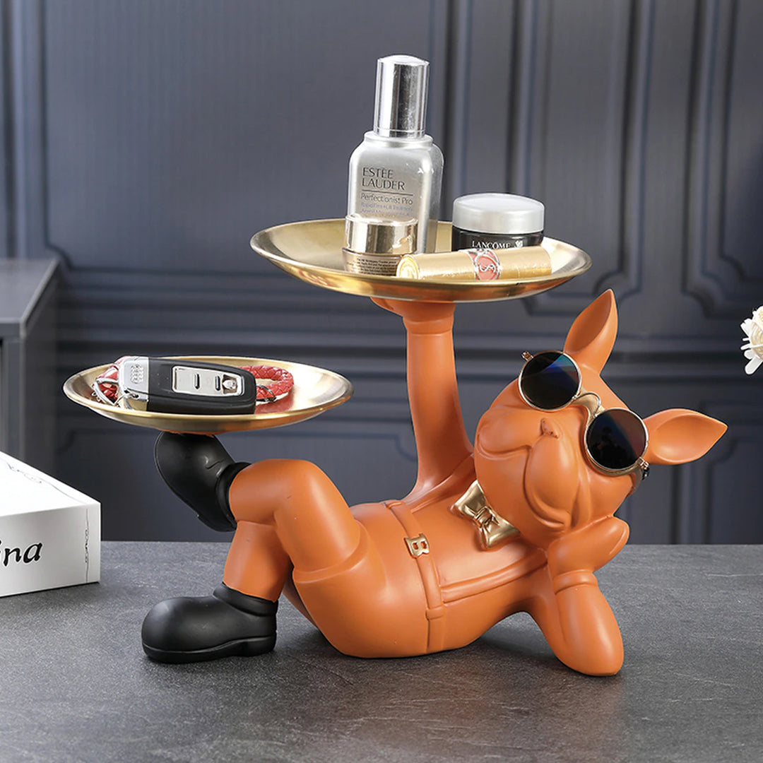 French Bulldog Metal Tray It manages to hold small items such as keys, pens, candies, and more.