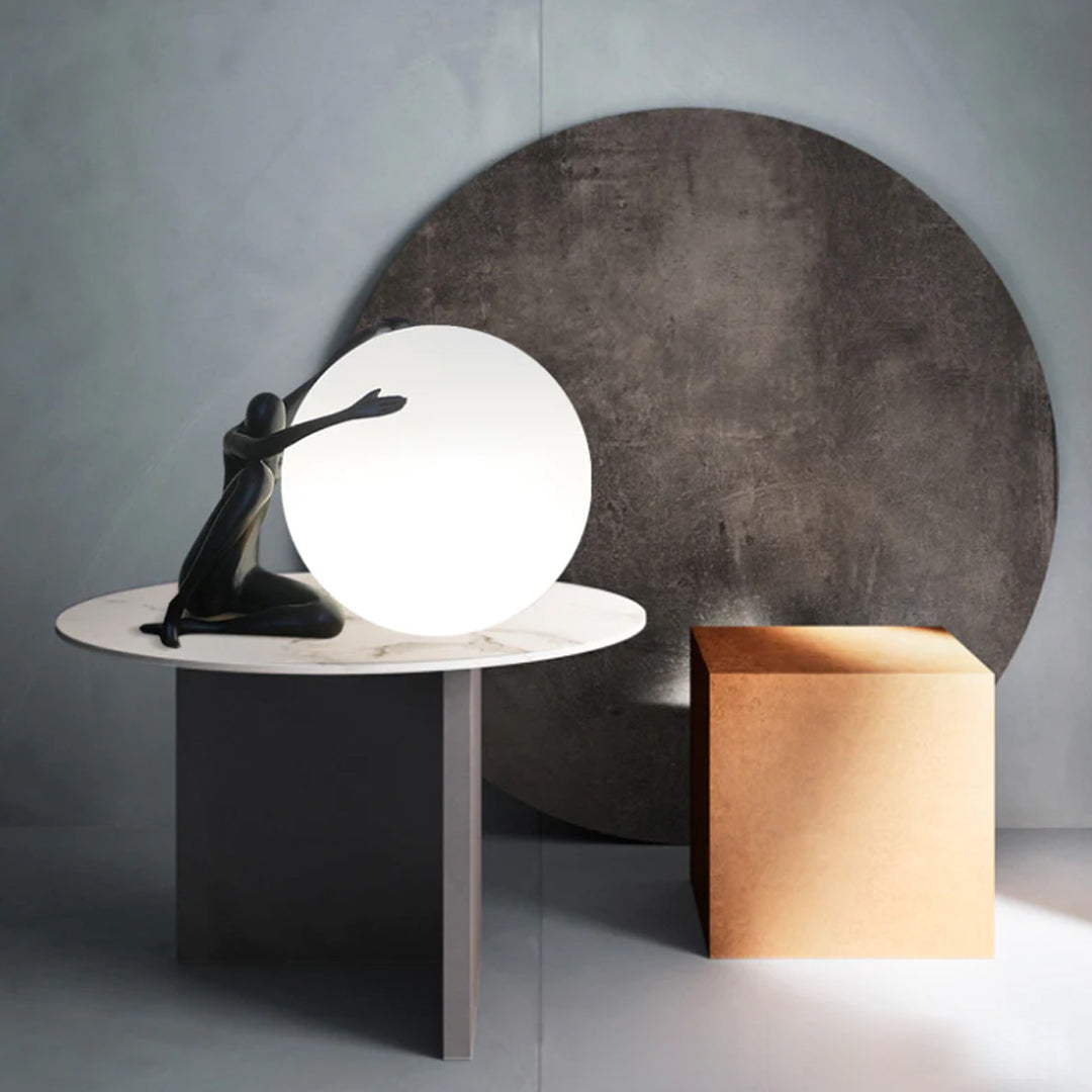 Statue Deco Lamp with Material Resin + Acrylic Ball Lamp
