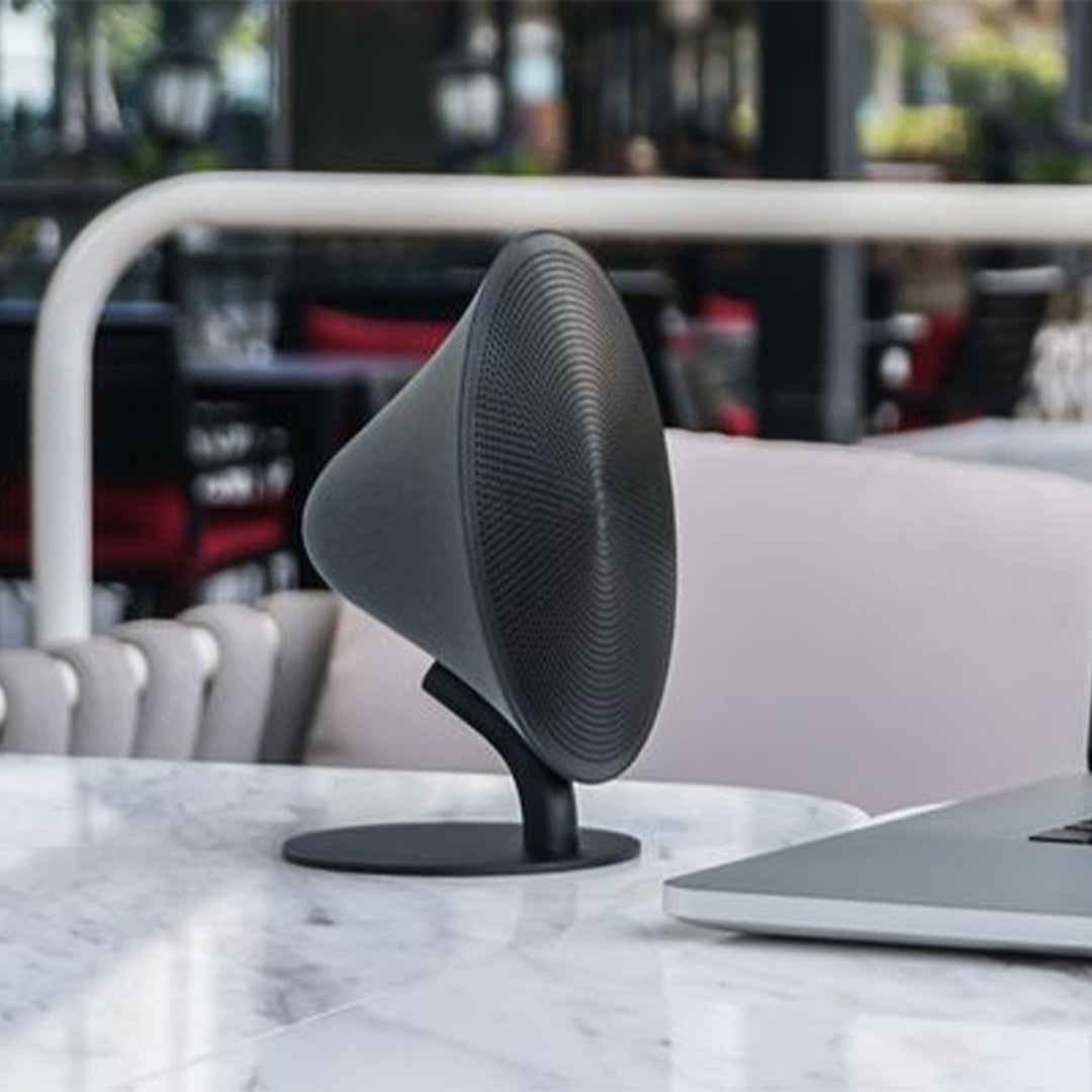 Touch HiFi Bluetooth Speaker It has power, Bluetooth, and volume controls