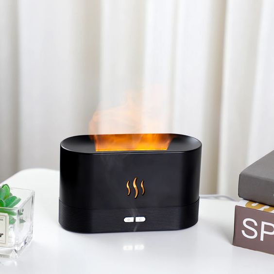 Bonfire Lamp Diffuser air humidifier combines intelligent LED light.