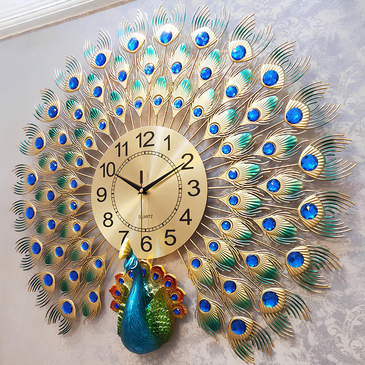 Majestic Peacock 3D Art Clock