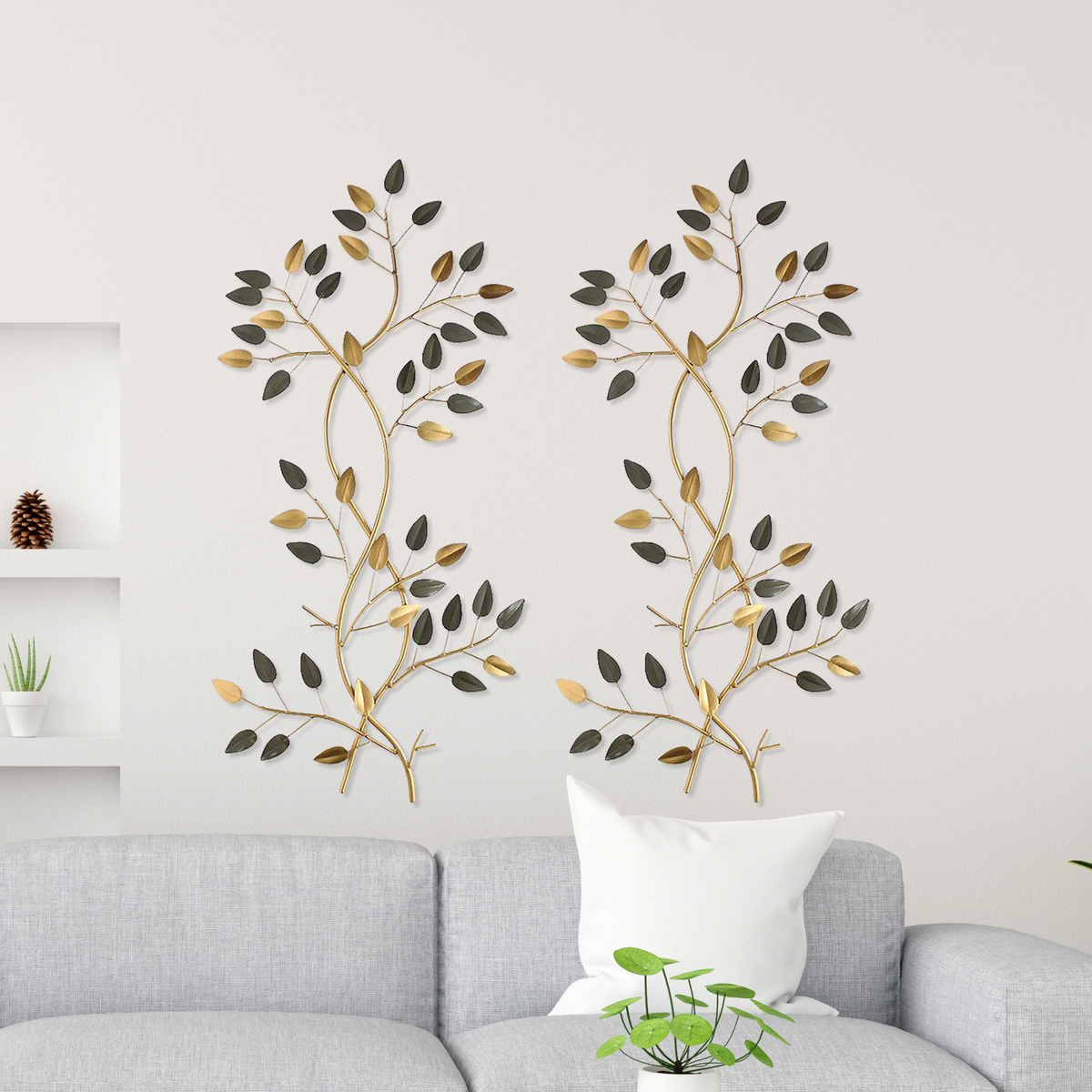 Aureate Leaf Trio Wall Art