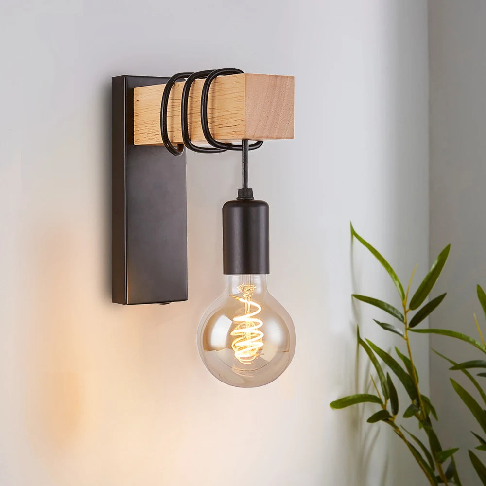 Vintage wooden wall lights sale