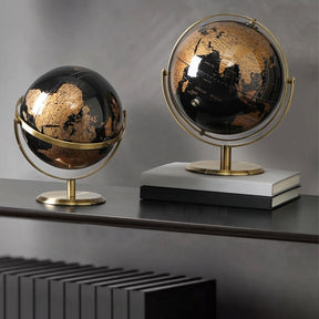Antique brass globe for clear design and legible lettering