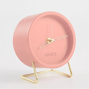 Quartz Metal Table Clock 6 In Color Pink