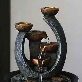 Indoor Candle Water Fountain with the gentle sound of running water creates a calming, relaxing atmosphere.