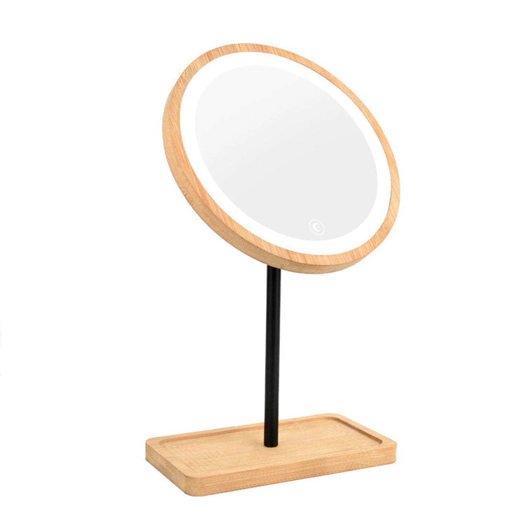 LED Wooden Cosmetic Mirror Style: Tricolor Light