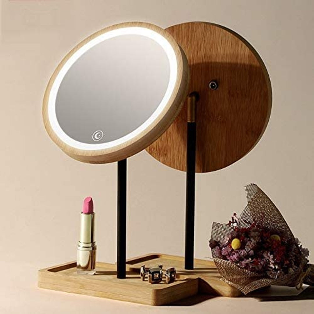 LED Wooden Cosmetic Mirror