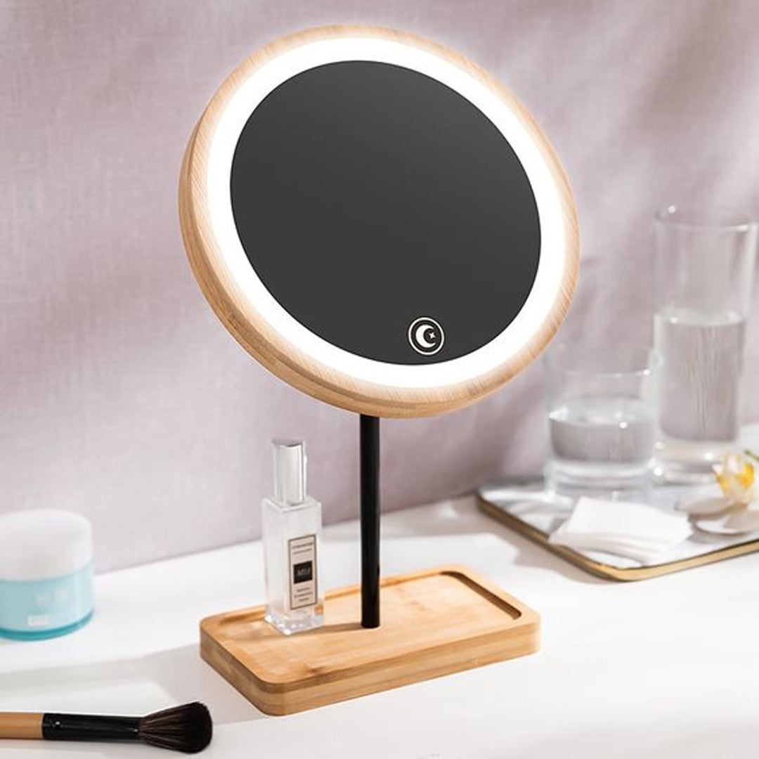 LED Wooden Cosmetic Mirror brighten the light as needed