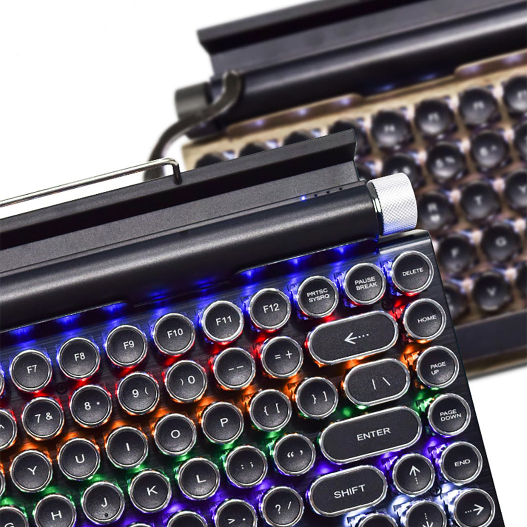 Retro Typewriter Keyboard with rollers with stunning round keycaps