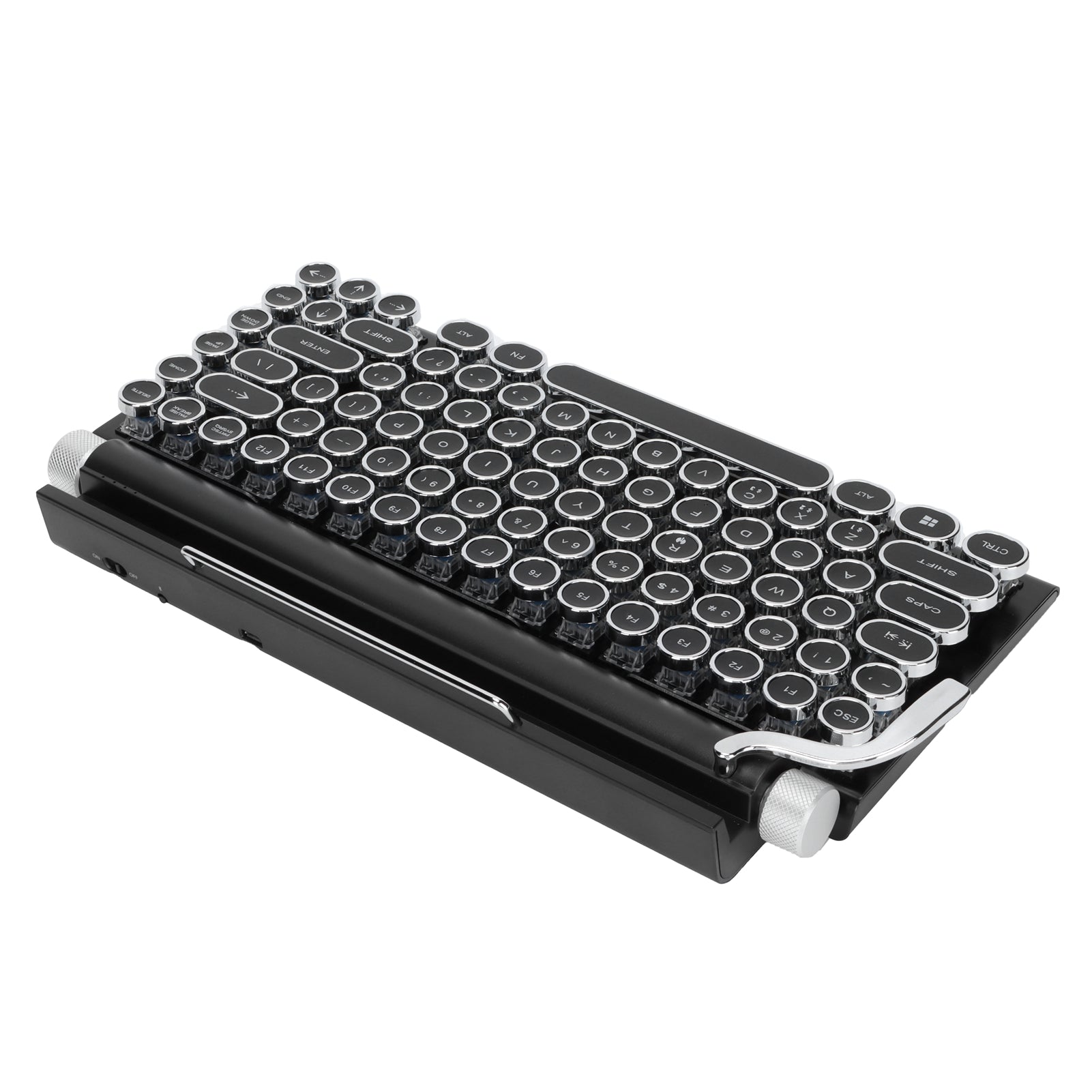Retro Typewriter Keyboard with be easily accommodated by the integrated tablet holder