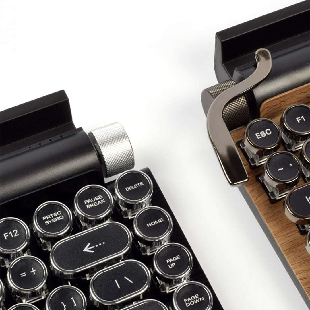 Retro Typewriter Keyboard with matte black pull rods