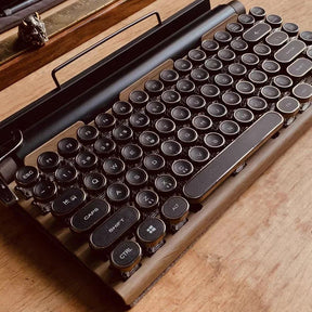 Retro Typewriter Keyboard with Keyboard Backlit White LED