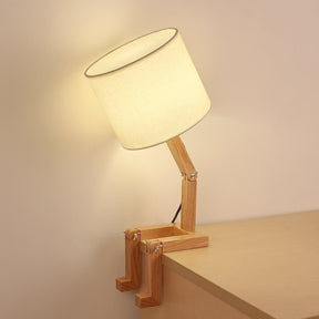 Robot Wooden Table Lamp with Shade Height: 6.3”